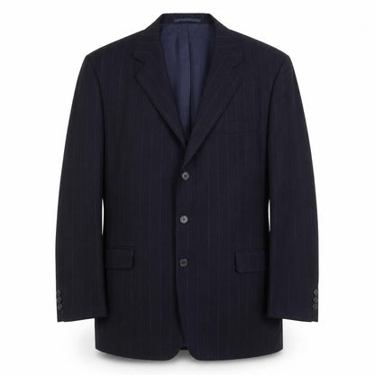 Jeremy Strauss Mens Blue Striped Wool Jacket Suit Jacket Size 44 Regular