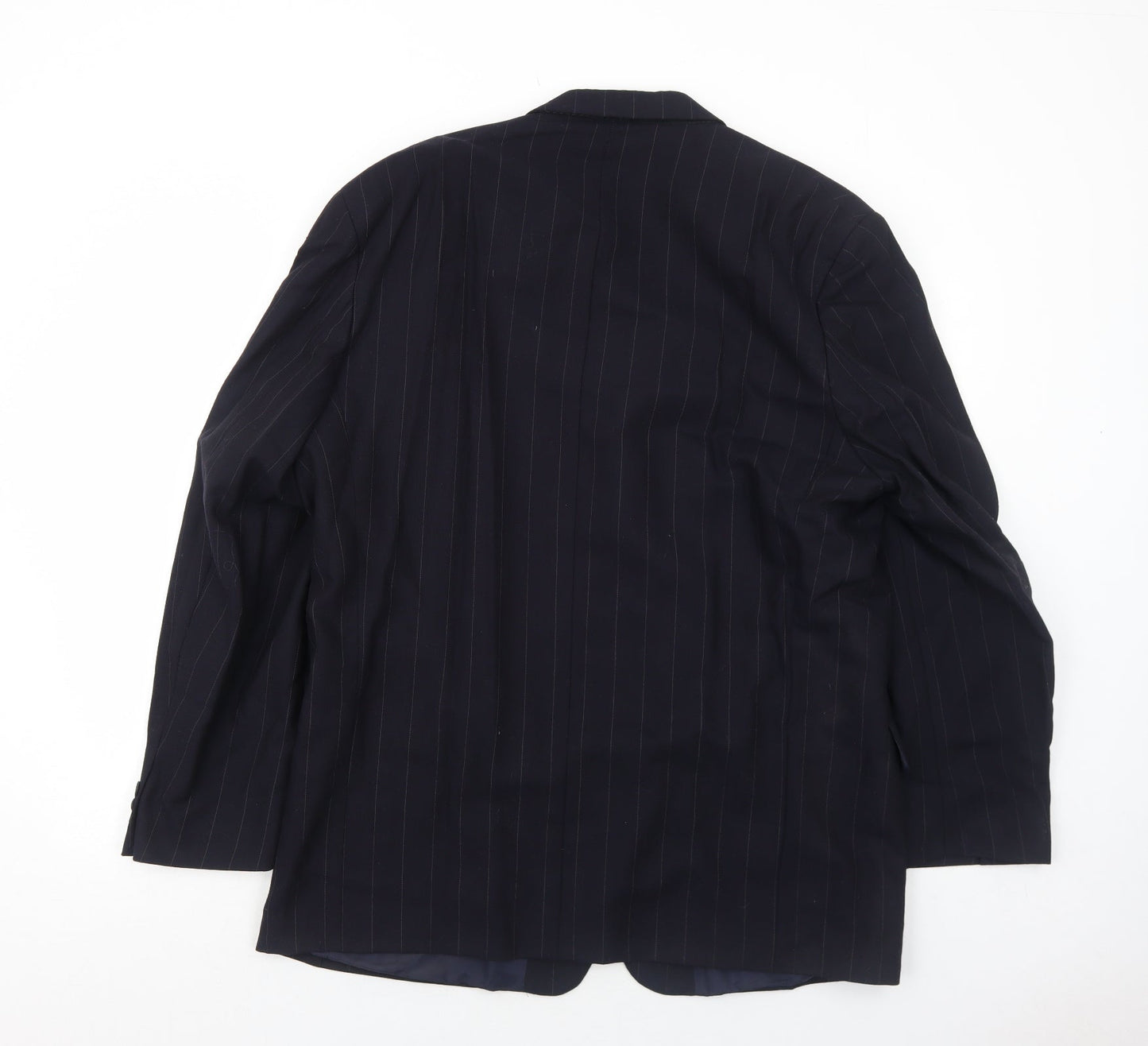 Jeremy Strauss Mens Blue Striped Wool Jacket Suit Jacket Size 44 Regular
