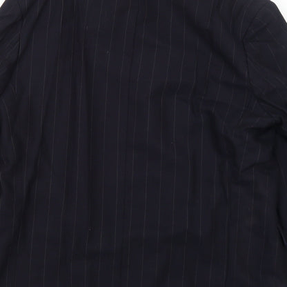 Jeremy Strauss Mens Blue Striped Wool Jacket Suit Jacket Size 44 Regular