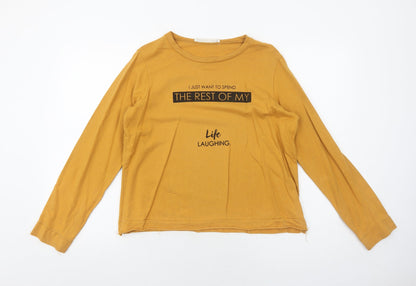lft Womens Yellow Cotton Pullover Sweatshirt Size S Pullover