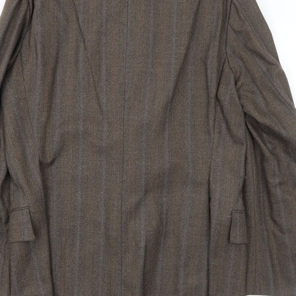 John Atkinson Mens Brown Striped Wool Jacket Blazer Size 42 Regular