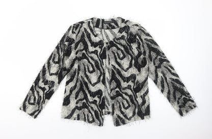 Just Elegance Womens Black Geometric Jacket Blazer Size M Button