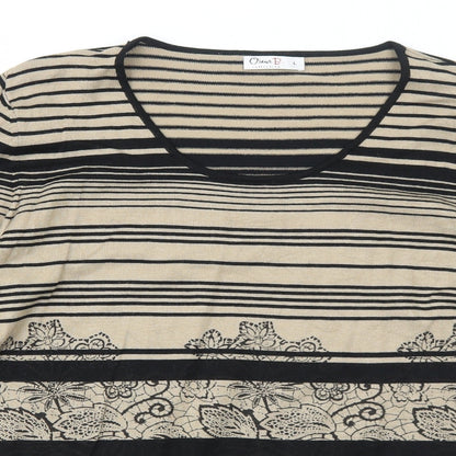 Oscar B Womens Brown Scoop Neck Striped Viscose Pullover Jumper Size L