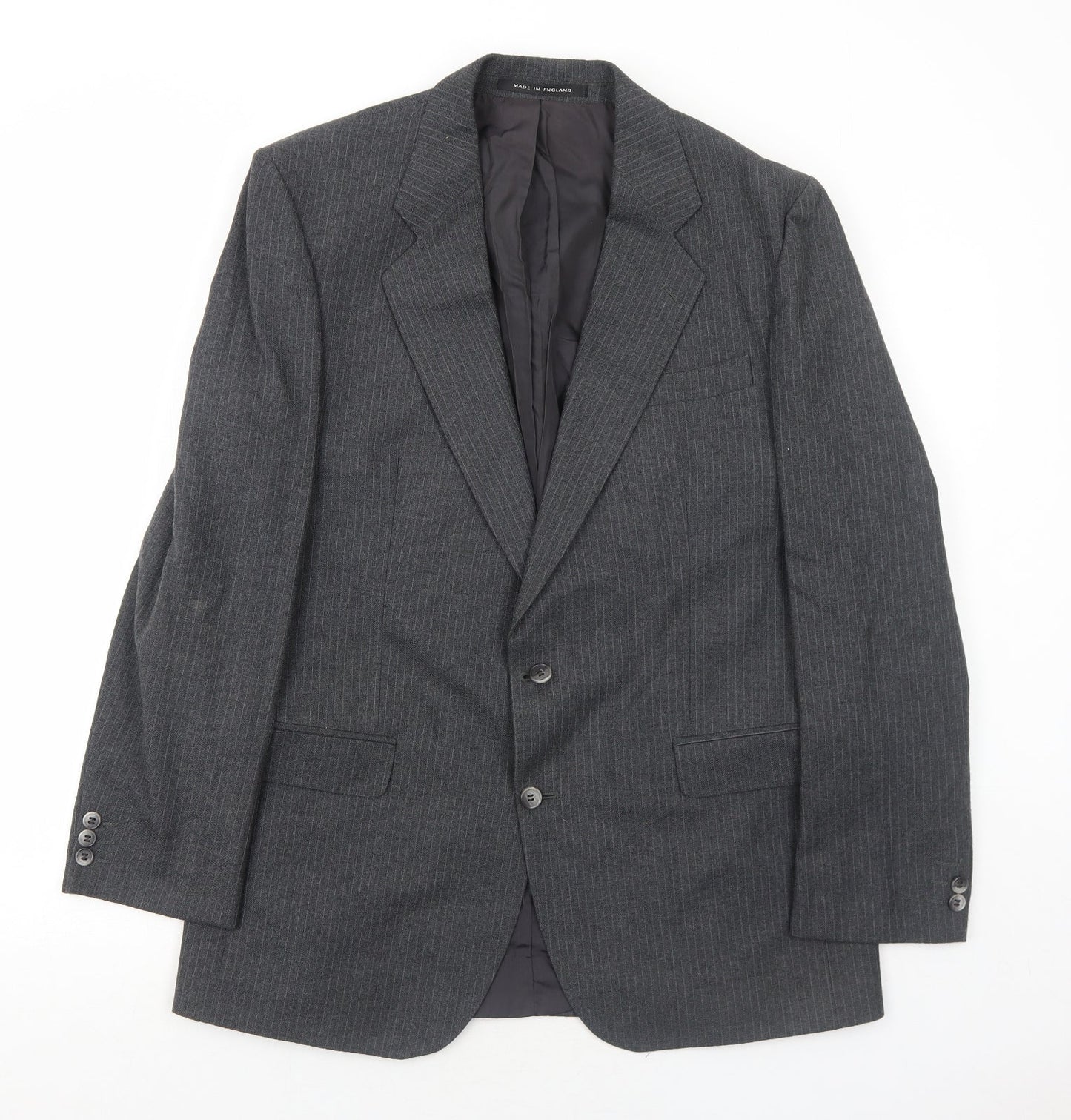 Mens UK Size 42 Pin Stripe Regular Grey Suit Jacket