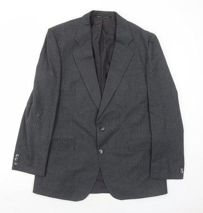 Mens UK Size 42 Pin Stripe Regular Grey Suit Jacket
