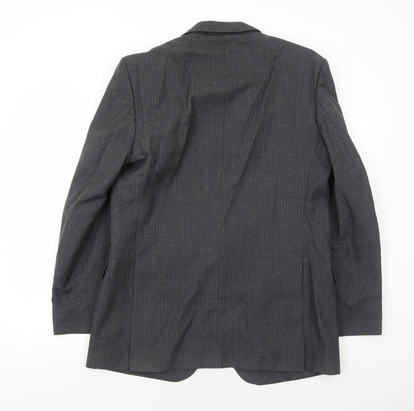 Mens UK Size 42 Pin Stripe Regular Grey Suit Jacket