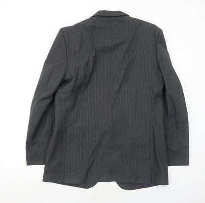 Mens UK Size 42 Pin Stripe Regular Grey Suit Jacket