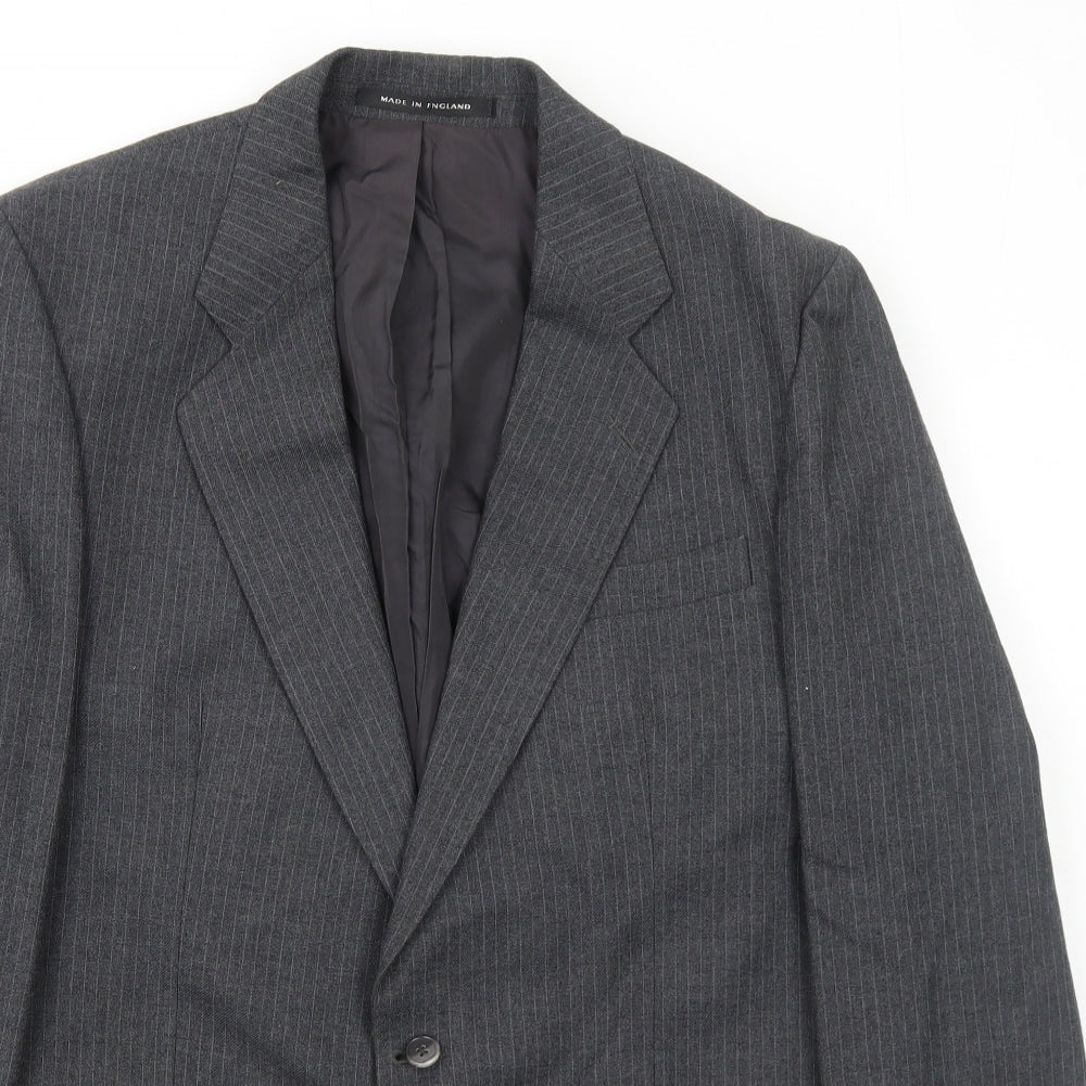 Mens UK Size 42 Pin Stripe Regular Grey Suit Jacket