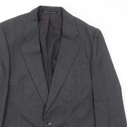 Mens UK Size 42 Pin Stripe Regular Grey Suit Jacket
