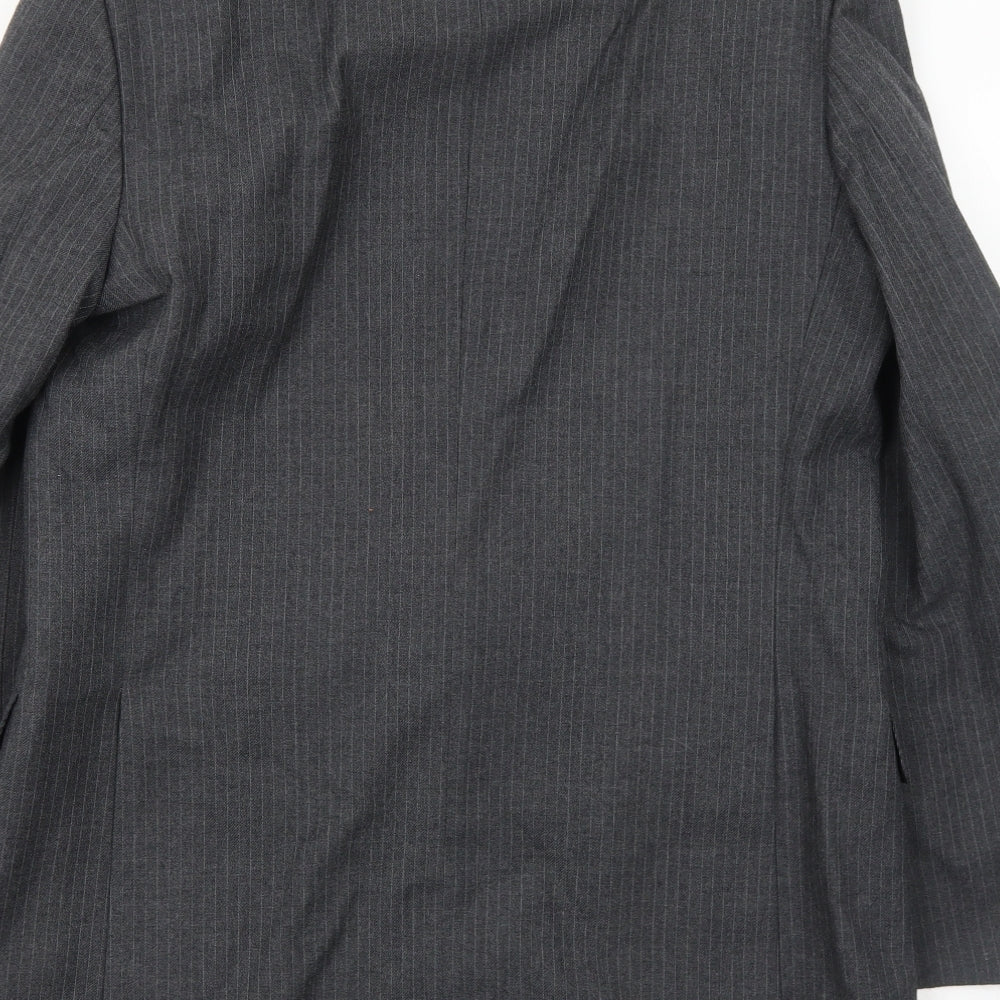 Mens UK Size 42 Pin Stripe Regular Grey Suit Jacket