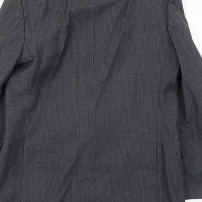 Mens UK Size 42 Pin Stripe Regular Grey Suit Jacket