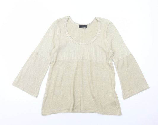 Womens UK Size 14 Warehouse Gold Pullover Jumper