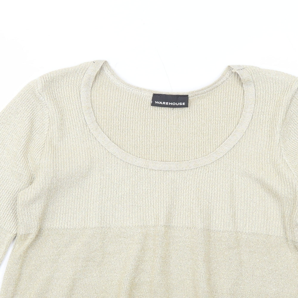 Womens UK Size 14 Warehouse Gold Pullover Jumper