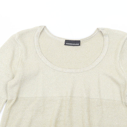 Womens UK Size 14 Warehouse Gold Pullover Jumper