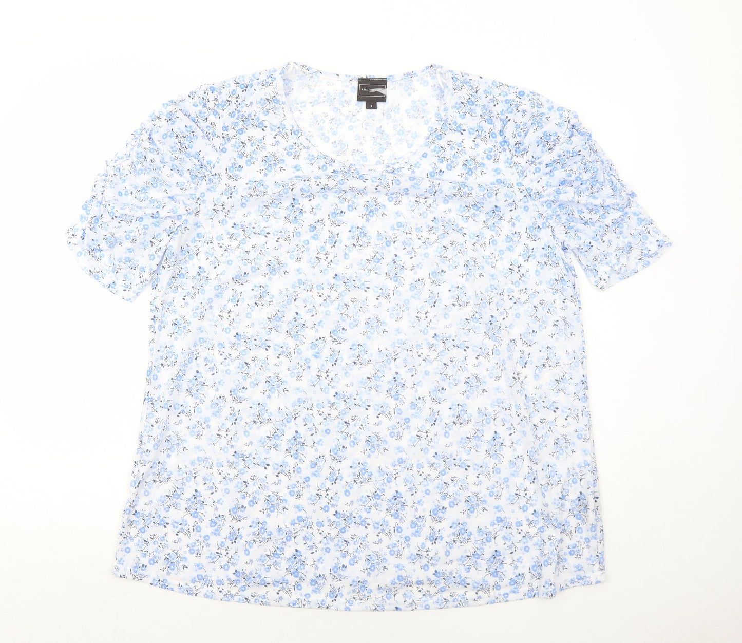Womens UK Size L Anne De Lancay Blue Basic T-Shirt