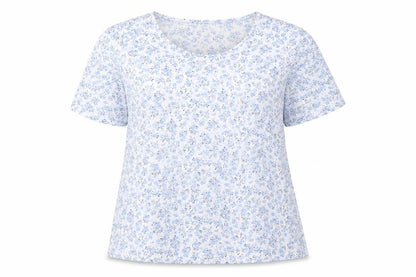 Womens UK Size L Anne De Lancay Blue Basic T-Shirt