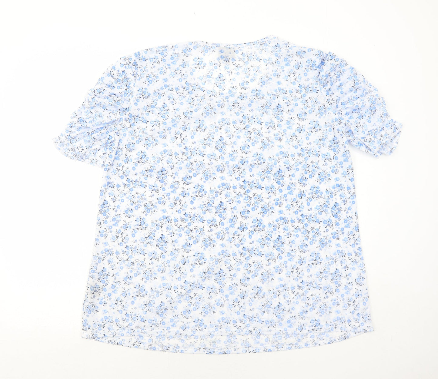 Womens UK Size L Anne De Lancay Blue Basic T-Shirt