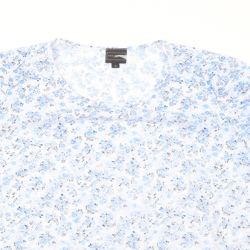 Womens UK Size L Anne De Lancay Blue Basic T-Shirt