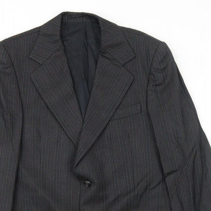 Pure Mens Grey Striped Wool Jacket Suit Jacket Size 38 Regular