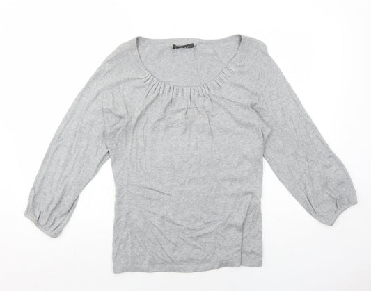 Alex&Co Womens Grey Round Neck Cotton Pullover Jumper Size 10