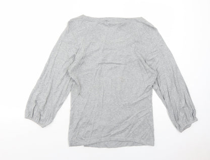 Alex&Co Womens Grey Round Neck Cotton Pullover Jumper Size 10