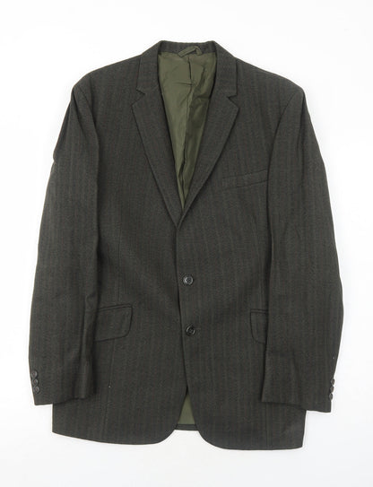 Browns Mens Grey Striped Wool Jacket Suit Jacket Size 42 Regular