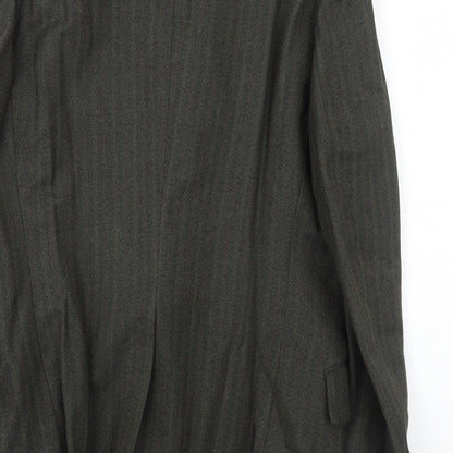 Browns Mens Grey Striped Wool Jacket Suit Jacket Size 42 Regular