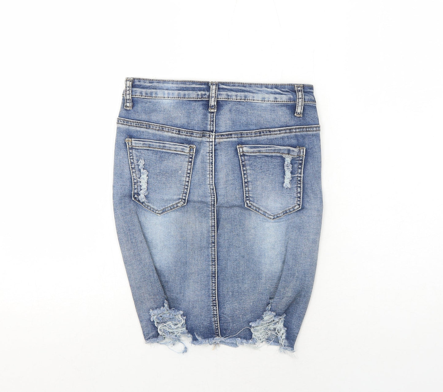 Girl Vivi Womens Blue Cotton A-Line Skirt Size 8 Zip