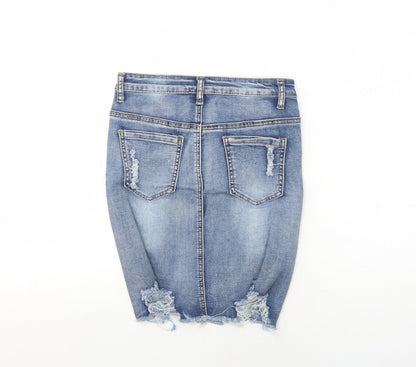 Girl Vivi Womens Blue Cotton A-Line Skirt Size 8 Zip