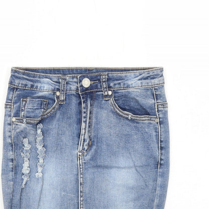 Girl Vivi Womens Blue Cotton A-Line Skirt Size 8 Zip