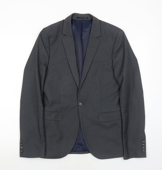 Mens UK Size 36 Topman Regular Grey Suit Jacket