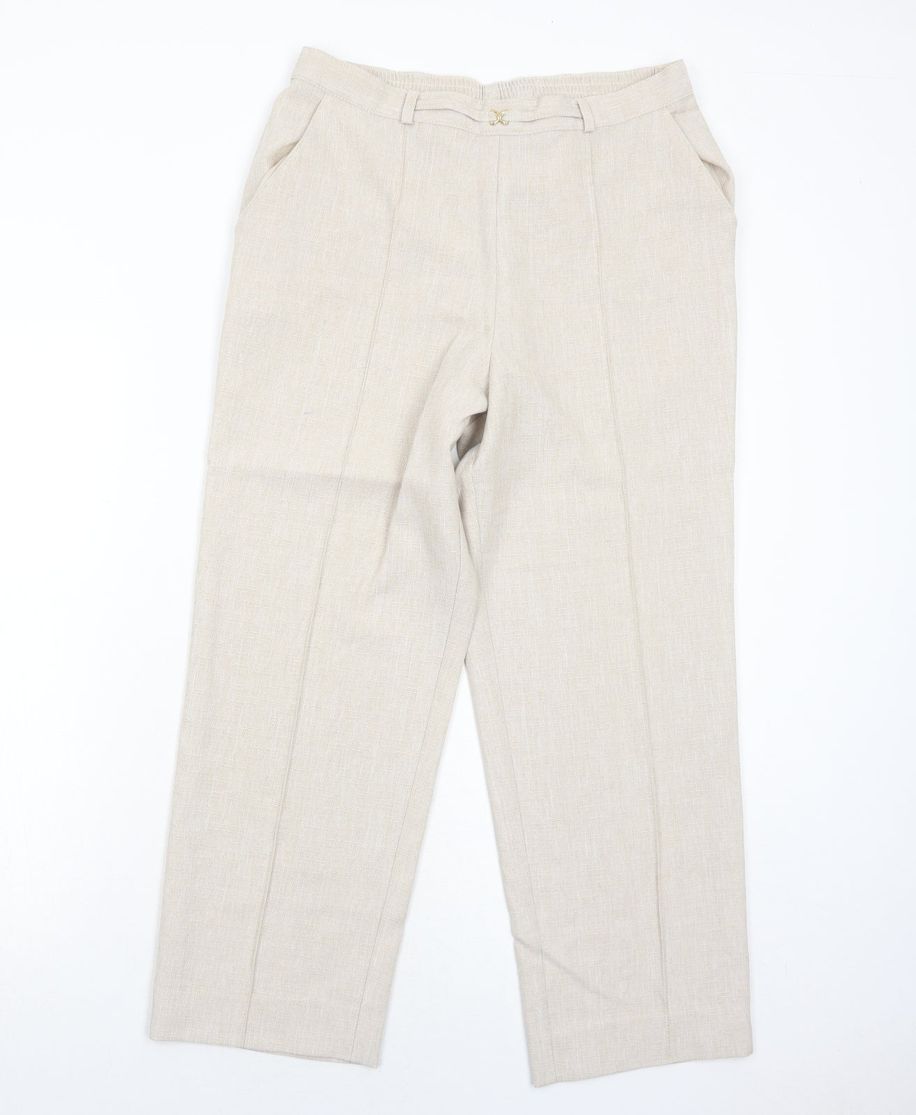 Womens UK Size 12 Marks and Spencer Regular Fit  Ivory Trousers