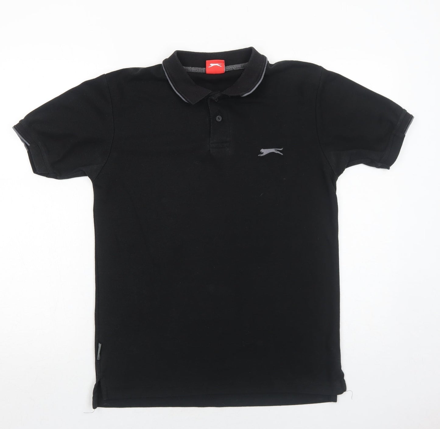 Slazenger Mens Black Polyester Polo Size S Collared Button