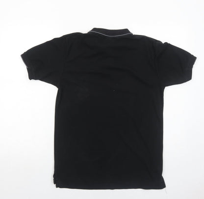 Slazenger Mens Black Polyester Polo Size S Collared Button
