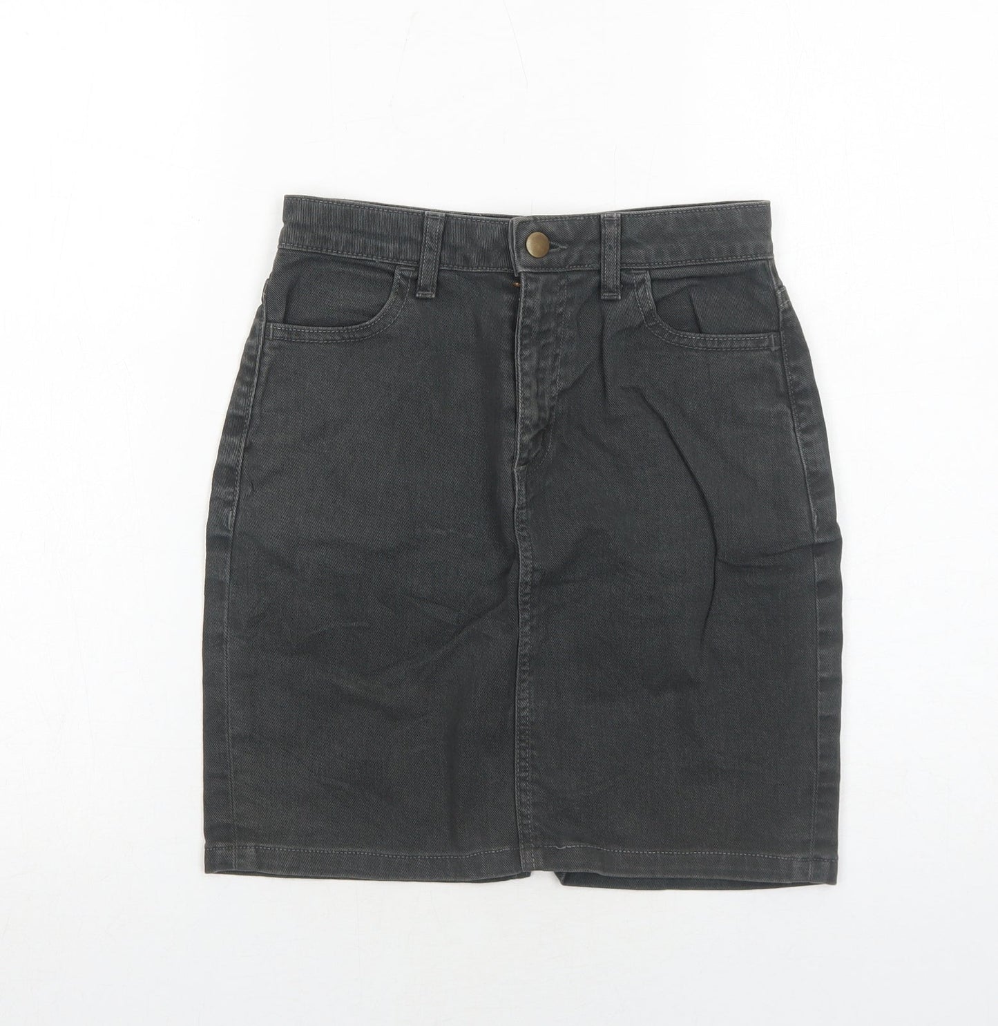 American Apparel Womens Grey Cotton A-Line Skirt Size S Zip