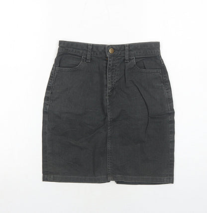 American Apparel Womens Grey Cotton A-Line Skirt Size S Zip
