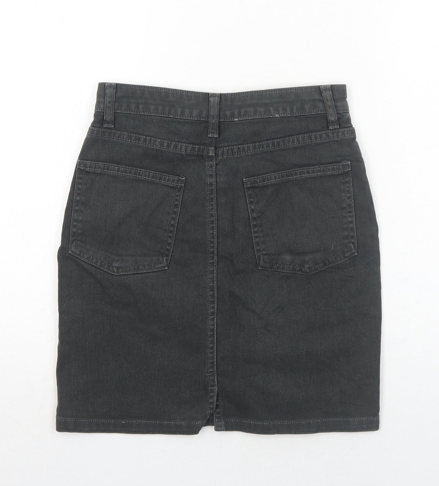 American Apparel Womens Grey Cotton A-Line Skirt Size S Zip