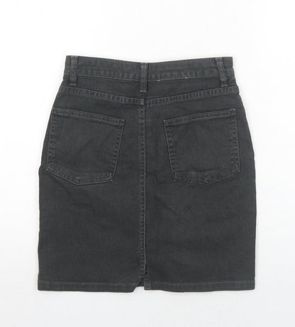 American Apparel Womens Grey Cotton A-Line Skirt Size S Zip