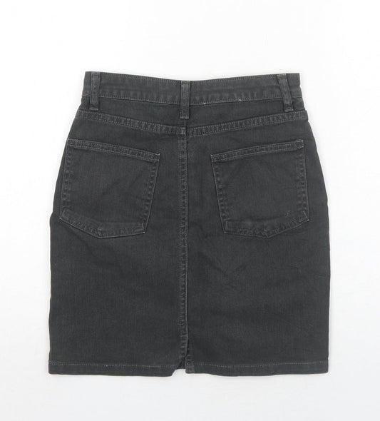 American Apparel Womens Grey Cotton A-Line Skirt Size S Zip