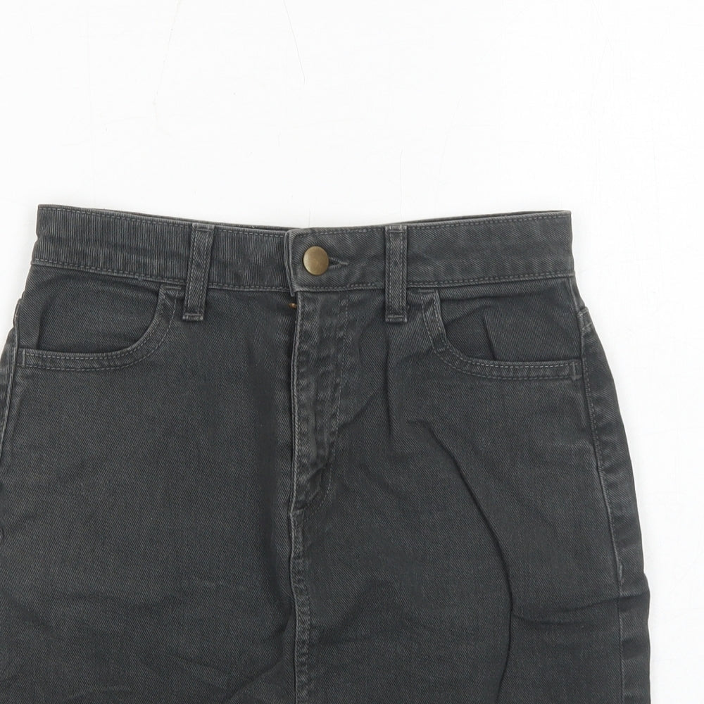 American Apparel Womens Grey Cotton A-Line Skirt Size S Zip