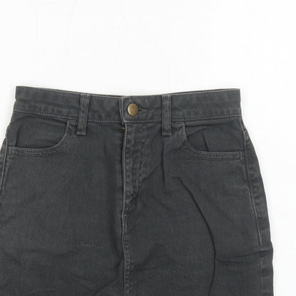 American Apparel Womens Grey Cotton A-Line Skirt Size S Zip