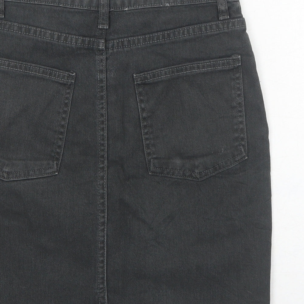 American Apparel Womens Grey Cotton A-Line Skirt Size S Zip