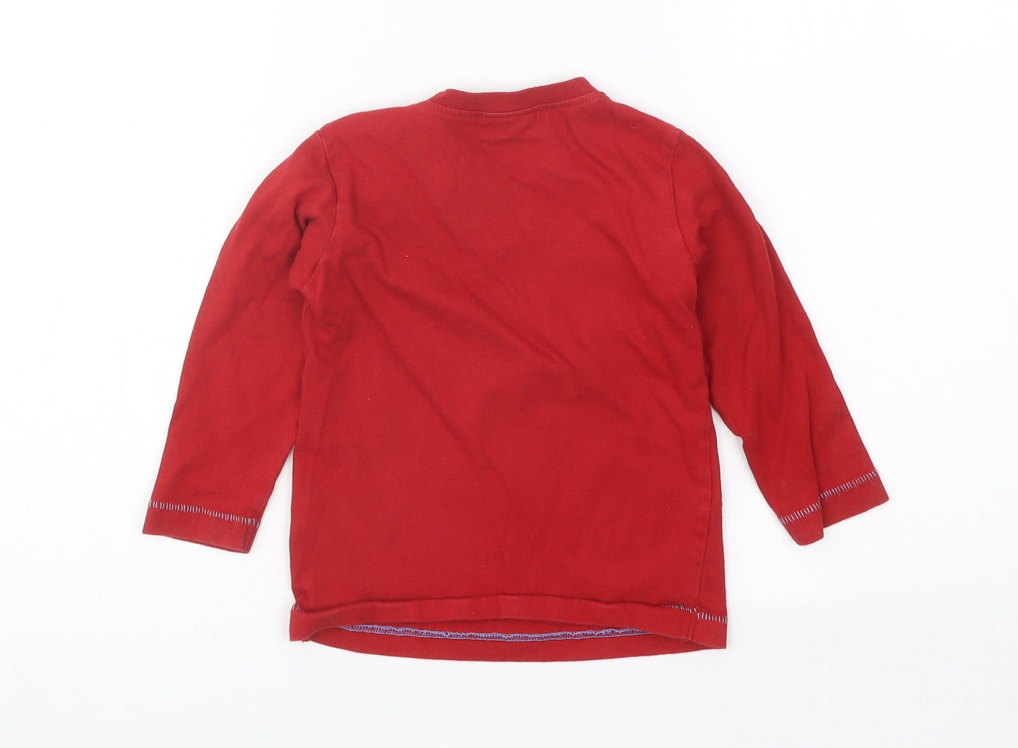 NEXT Boys Red Cotton Basic T-Shirt Size 12-18 Months Round Neck Snap