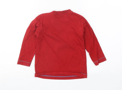 NEXT Boys Red Cotton Basic T-Shirt Size 12-18 Months Round Neck Snap