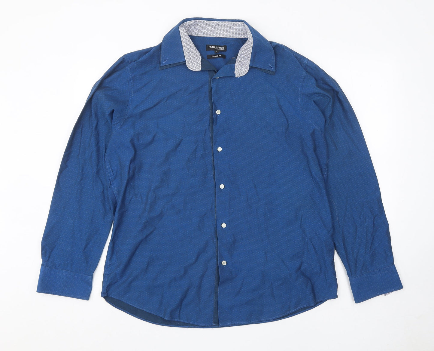 Mens UK Size L Debenhams Blue  Button-Up Long Sleeve Casual Shirt