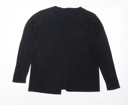 ALIBI Womens Black V-Neck Acrylic Pullover Jumper Size 10 - Size 10-12