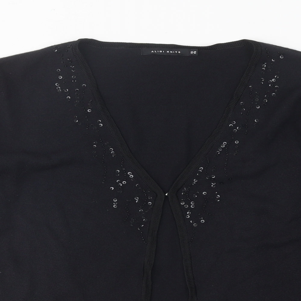 ALIBI Womens Black V-Neck Acrylic Pullover Jumper Size 10 - Size 10-12