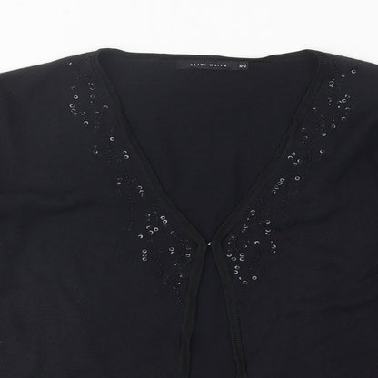 ALIBI Womens Black V-Neck Acrylic Pullover Jumper Size 10 - Size 10-12