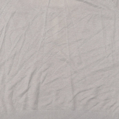 Mystic Womens Beige Geometric Acrylic Basic Blouse Size M Round Neck