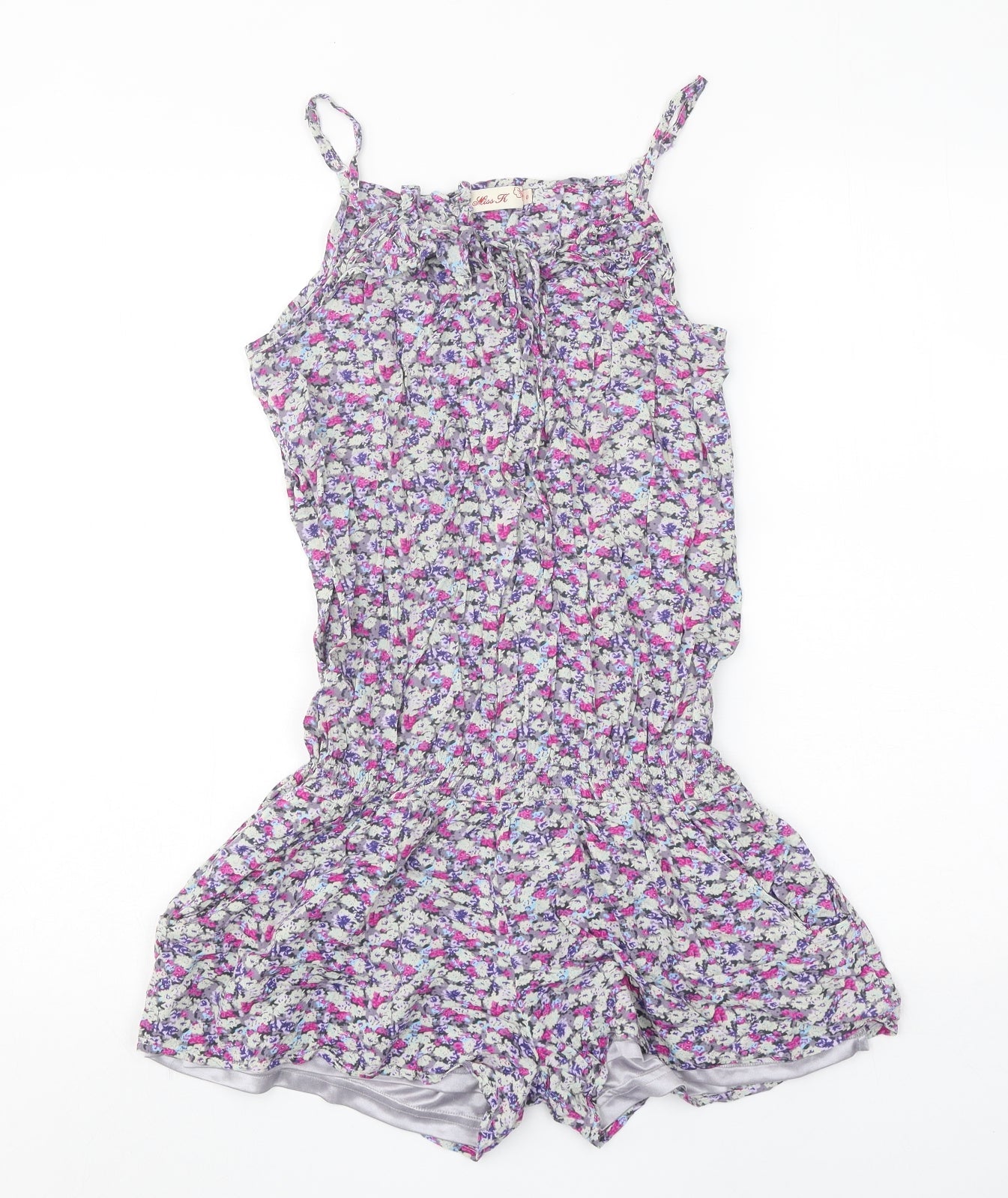 Miss K Womens Multicoloured Floral Viscose Playsuit One-Piece Size S Pullover